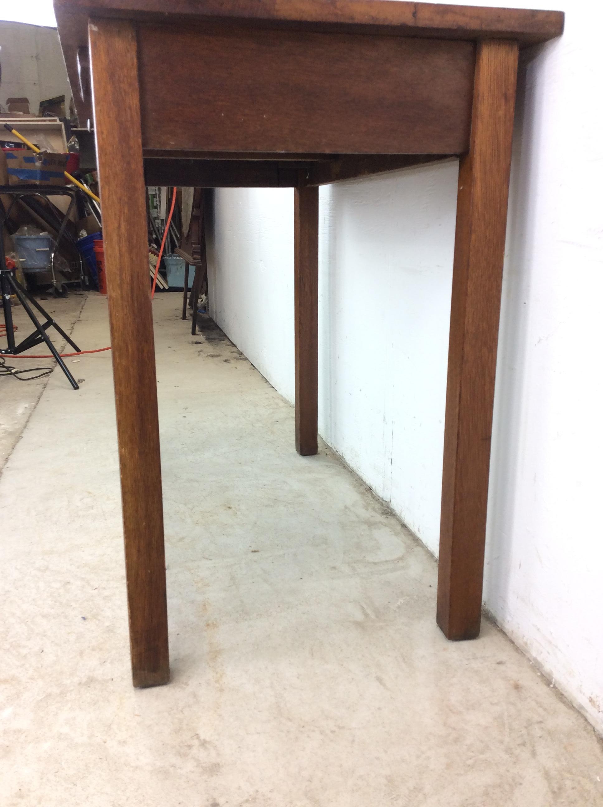 Antique Oak Writing Desk with Drawer & Leaf For Sale 10