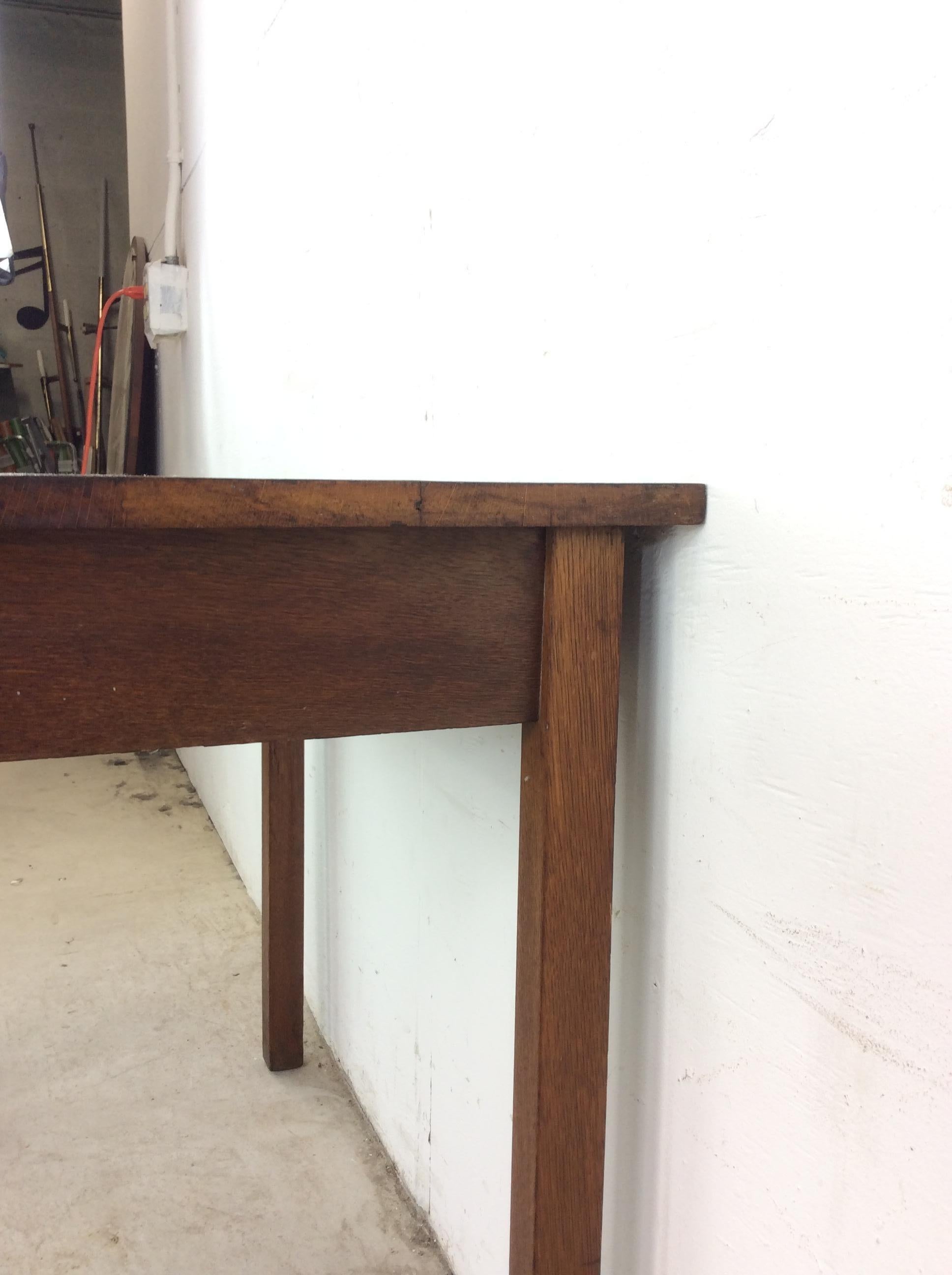 Antique Oak Writing Desk with Drawer & Leaf For Sale 11