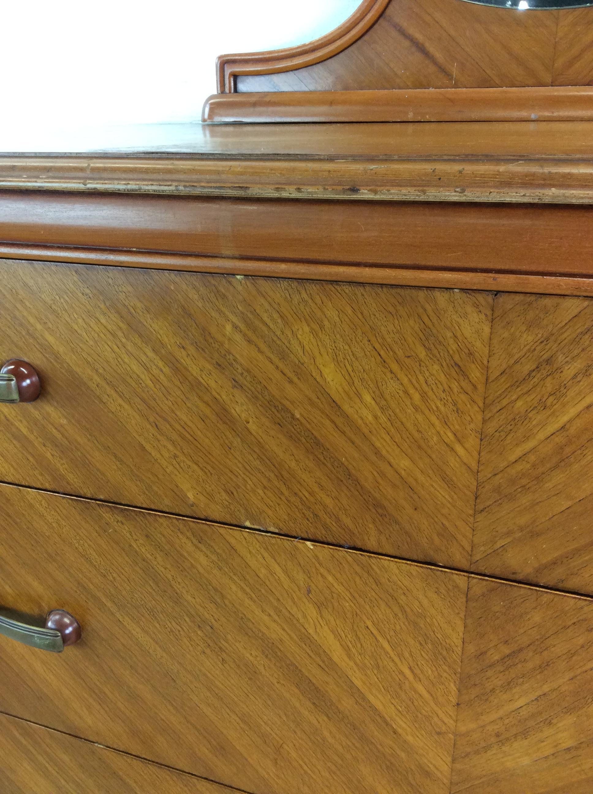 Art Deco Three Drawer Chest with Mounted Mirror For Sale 2