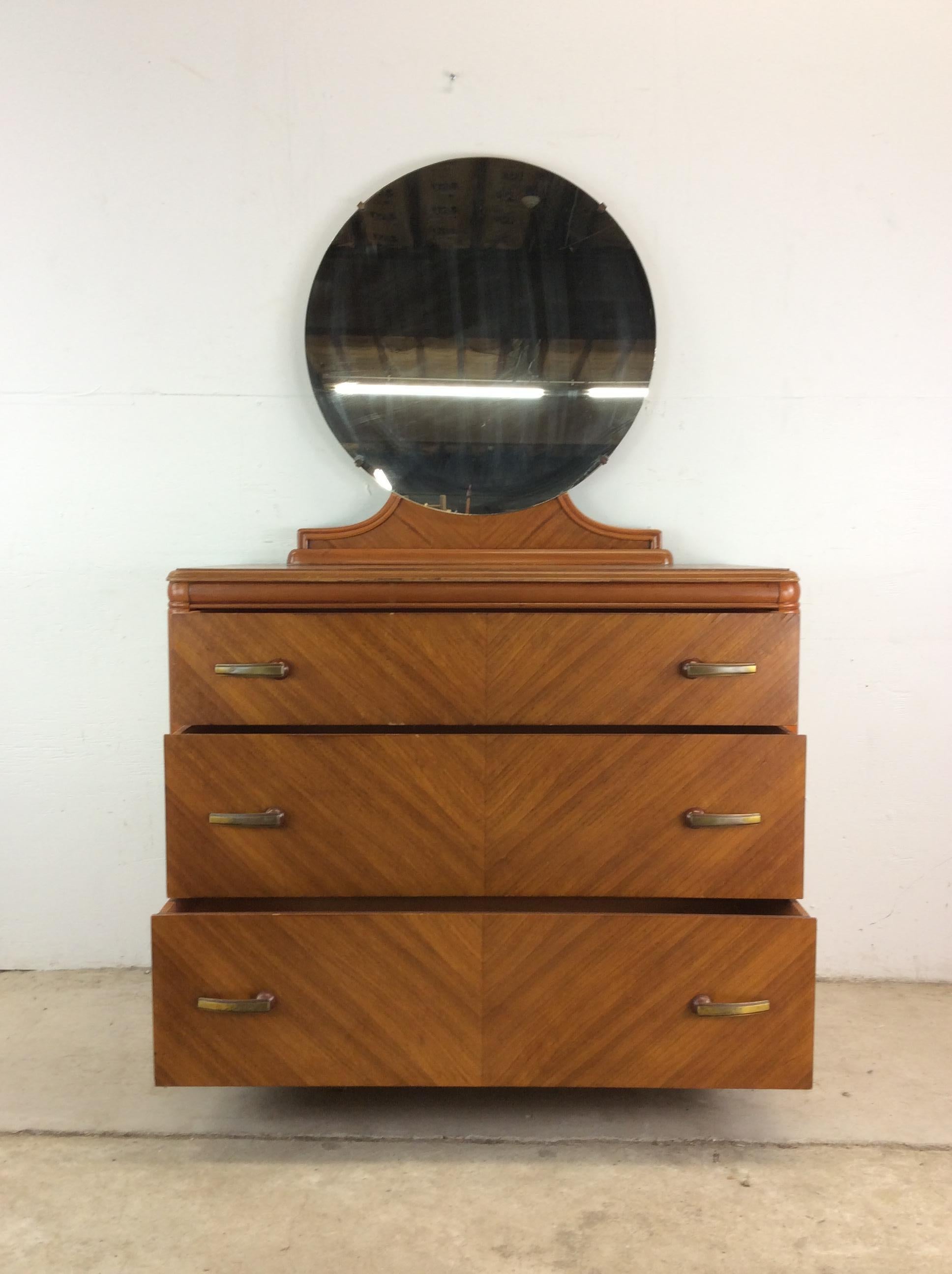 Art Deco Three Drawer Chest with Mounted Mirror For Sale 8
