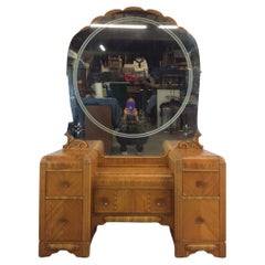 Art Deco Waterfall Vanity with Mirror & Matching Stool