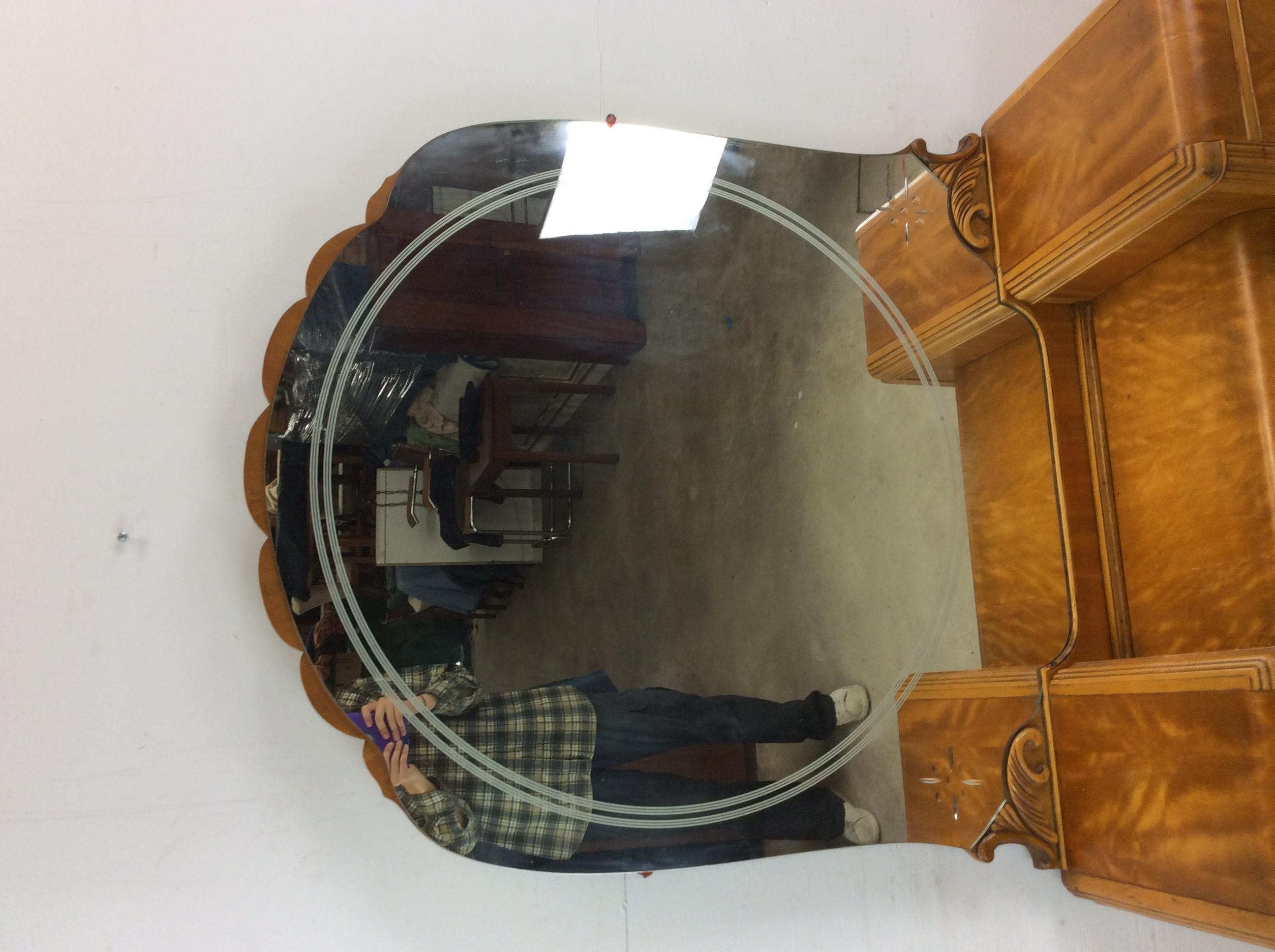 American Art Deco Waterfall Vanity with Mirror & Matching Stool For Sale