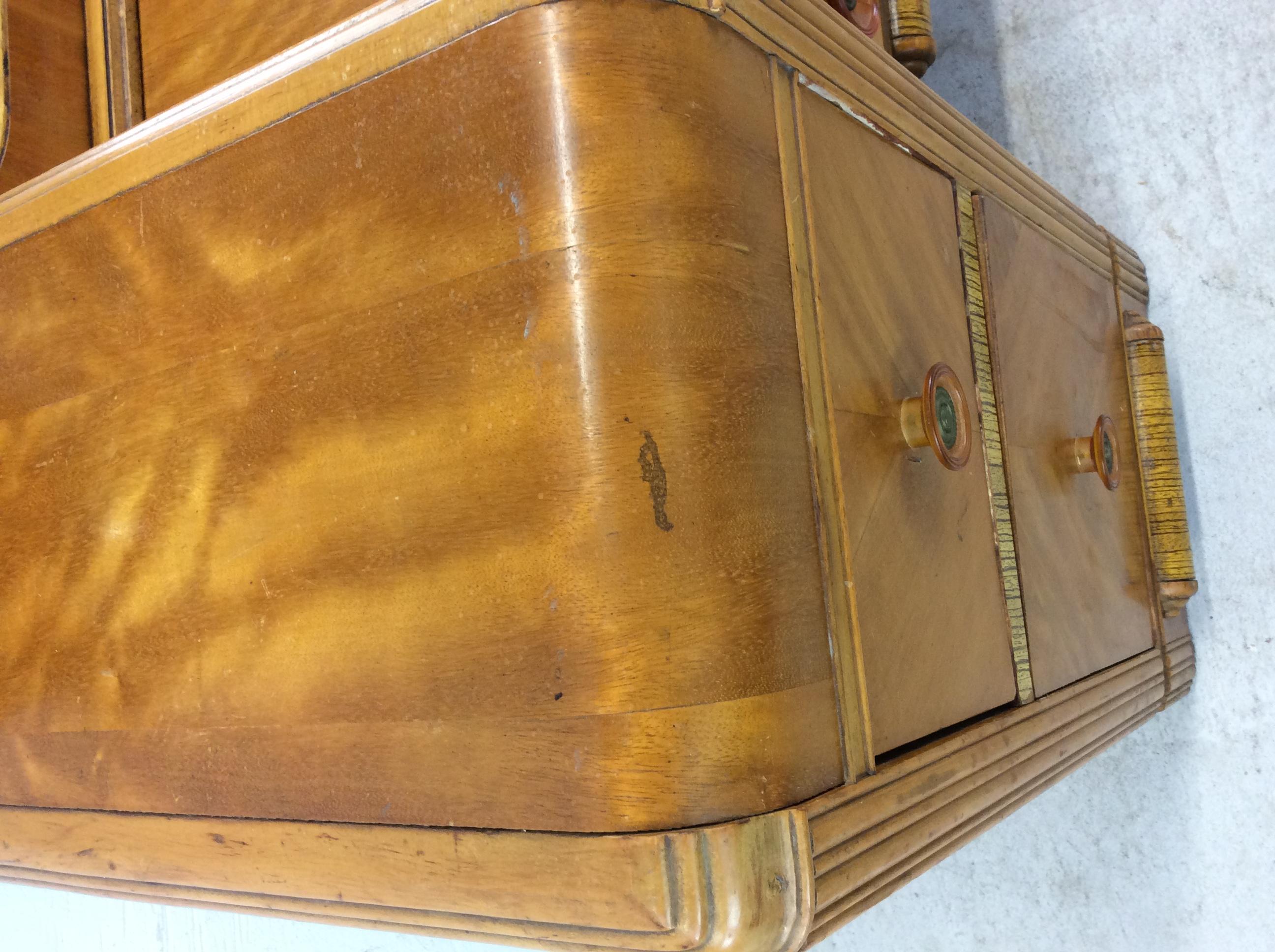 Art Deco Waterfall Vanity with Mirror & Matching Stool For Sale 7