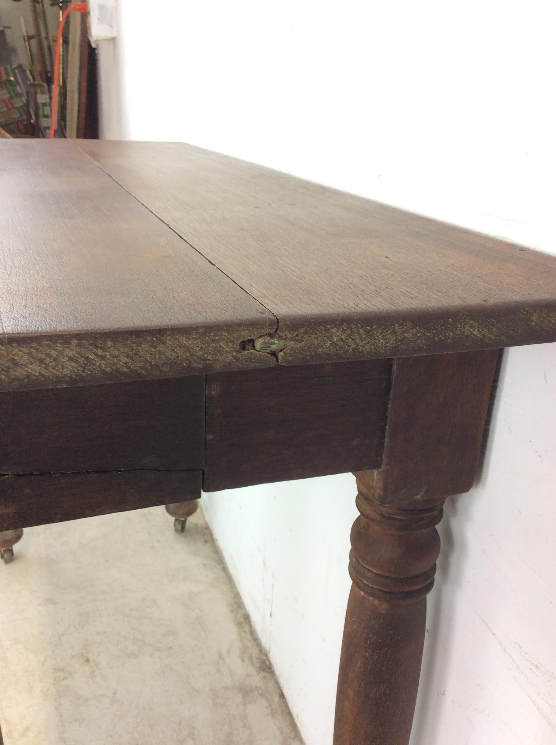 Antique Entryway Sofa Console Table with Solid Wood Top For Sale 2