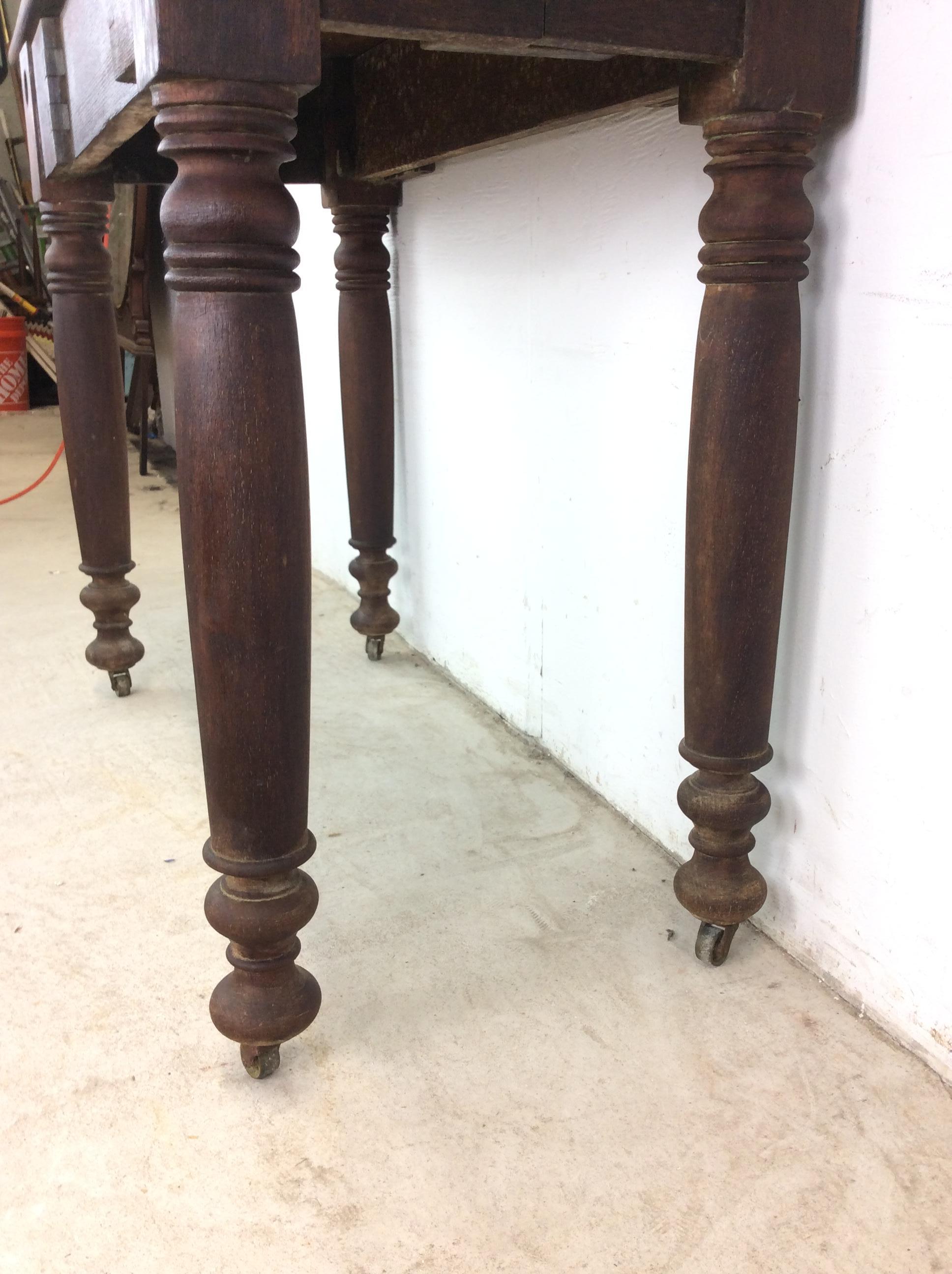 Antique Entryway Sofa Console Table with Solid Wood Top For Sale 3
