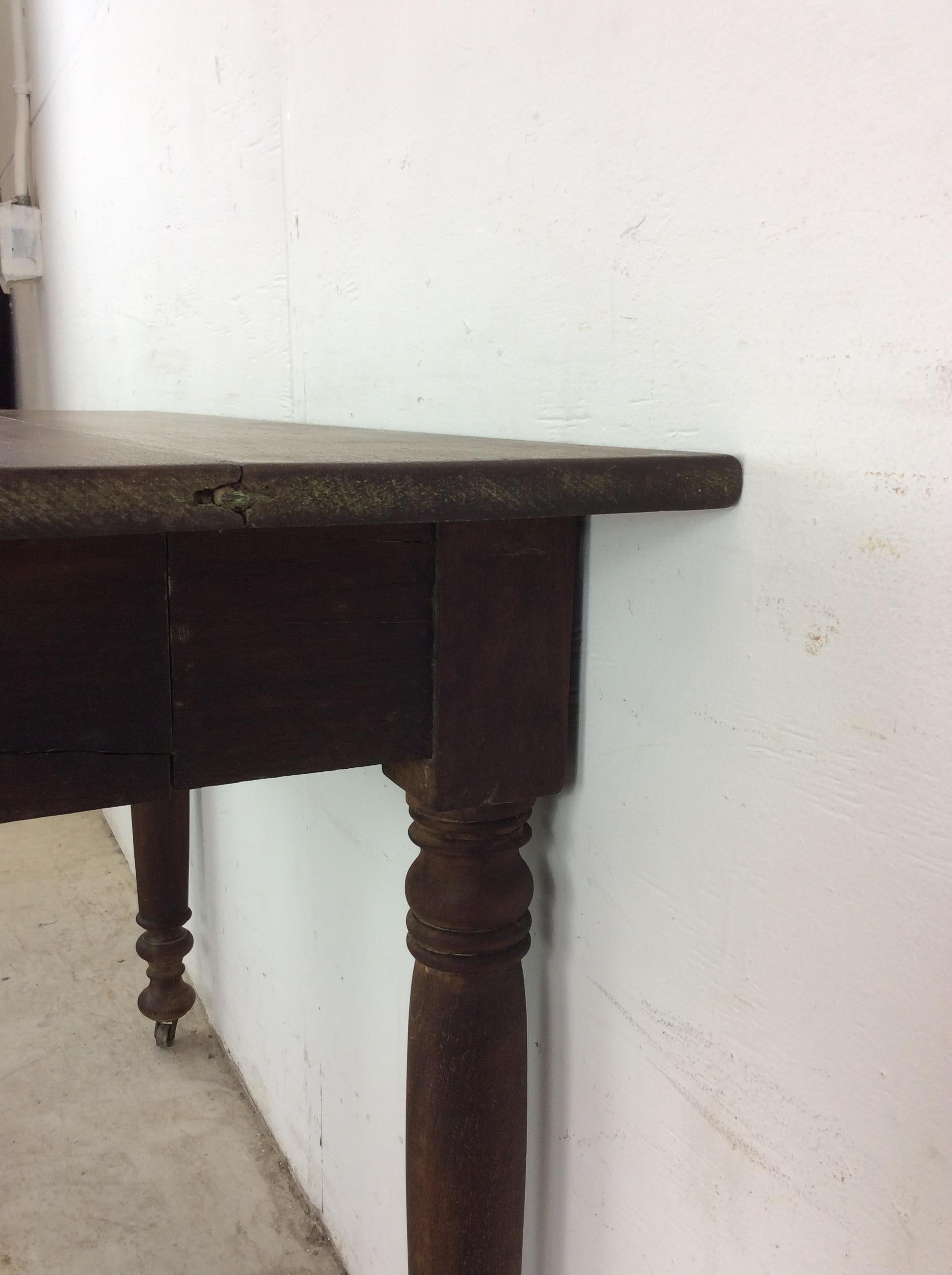 Antique Entryway Sofa Console Table with Solid Wood Top For Sale 4