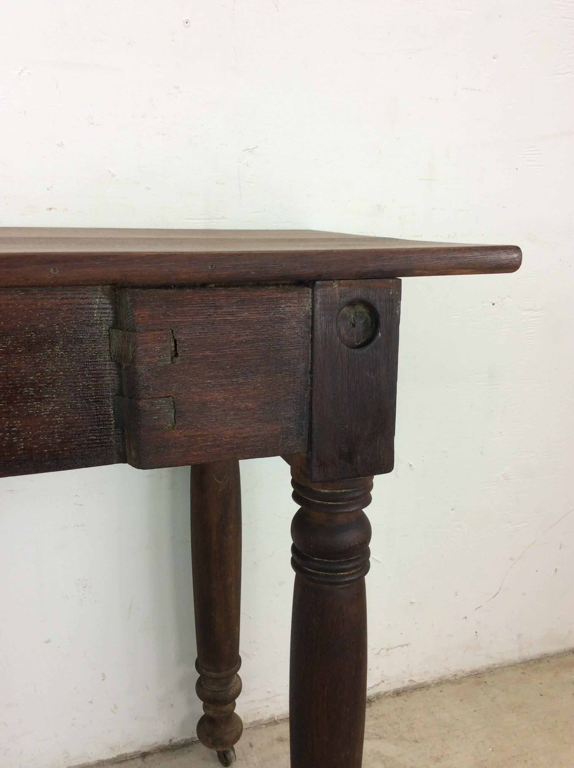 Antique Entryway Sofa Console Table with Solid Wood Top For Sale 5