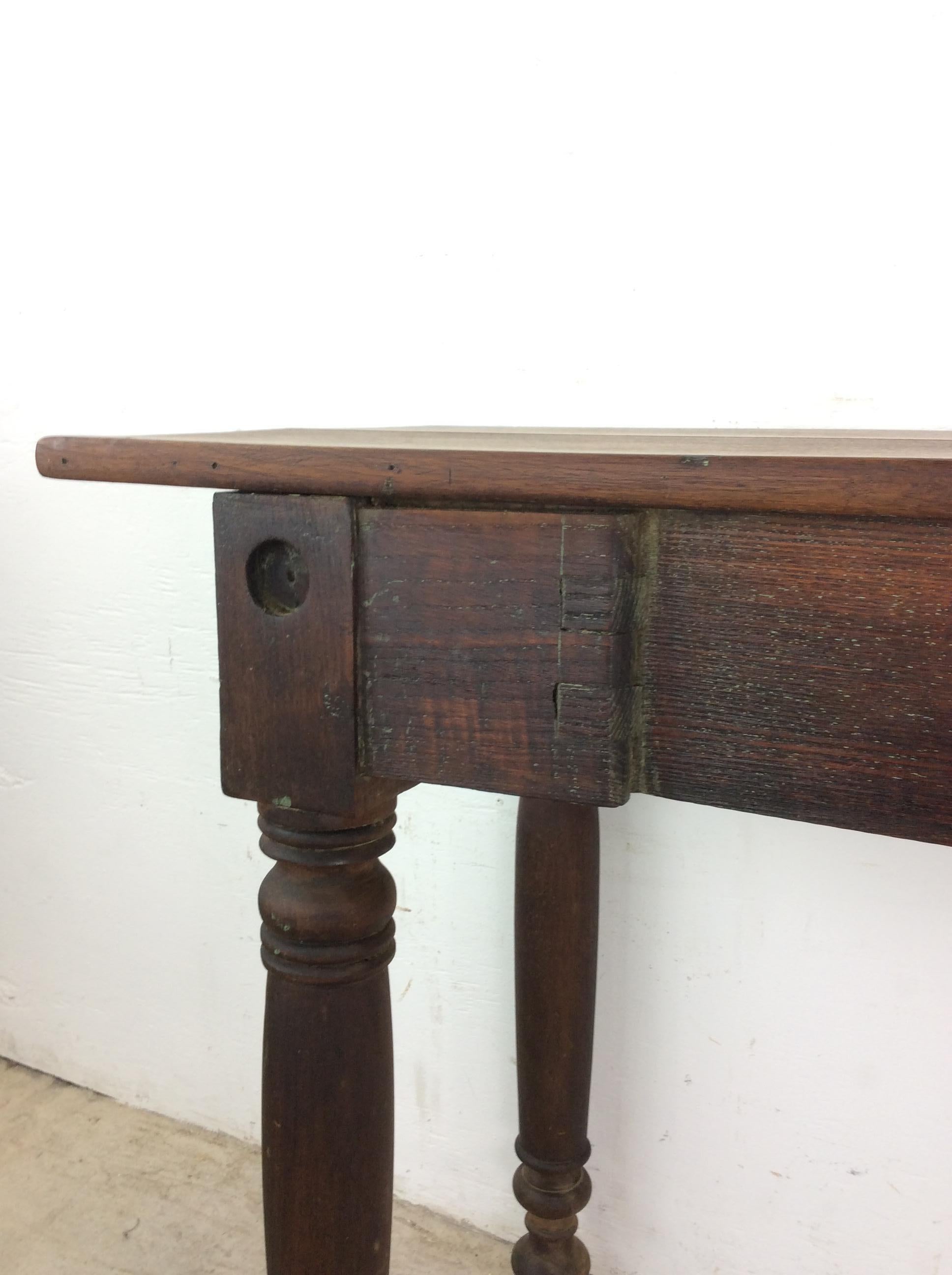Antique Entryway Sofa Console Table with Solid Wood Top For Sale 7