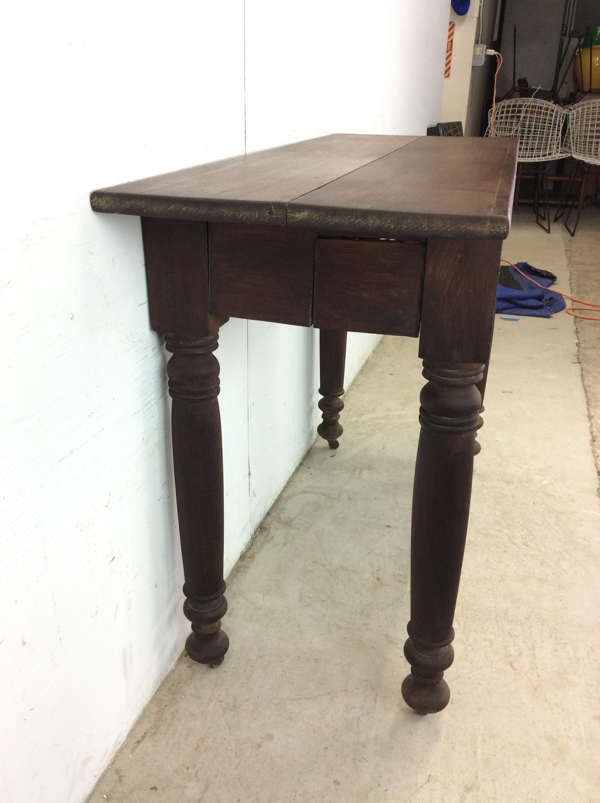 Antique Entryway Sofa Console Table with Solid Wood Top For Sale 9