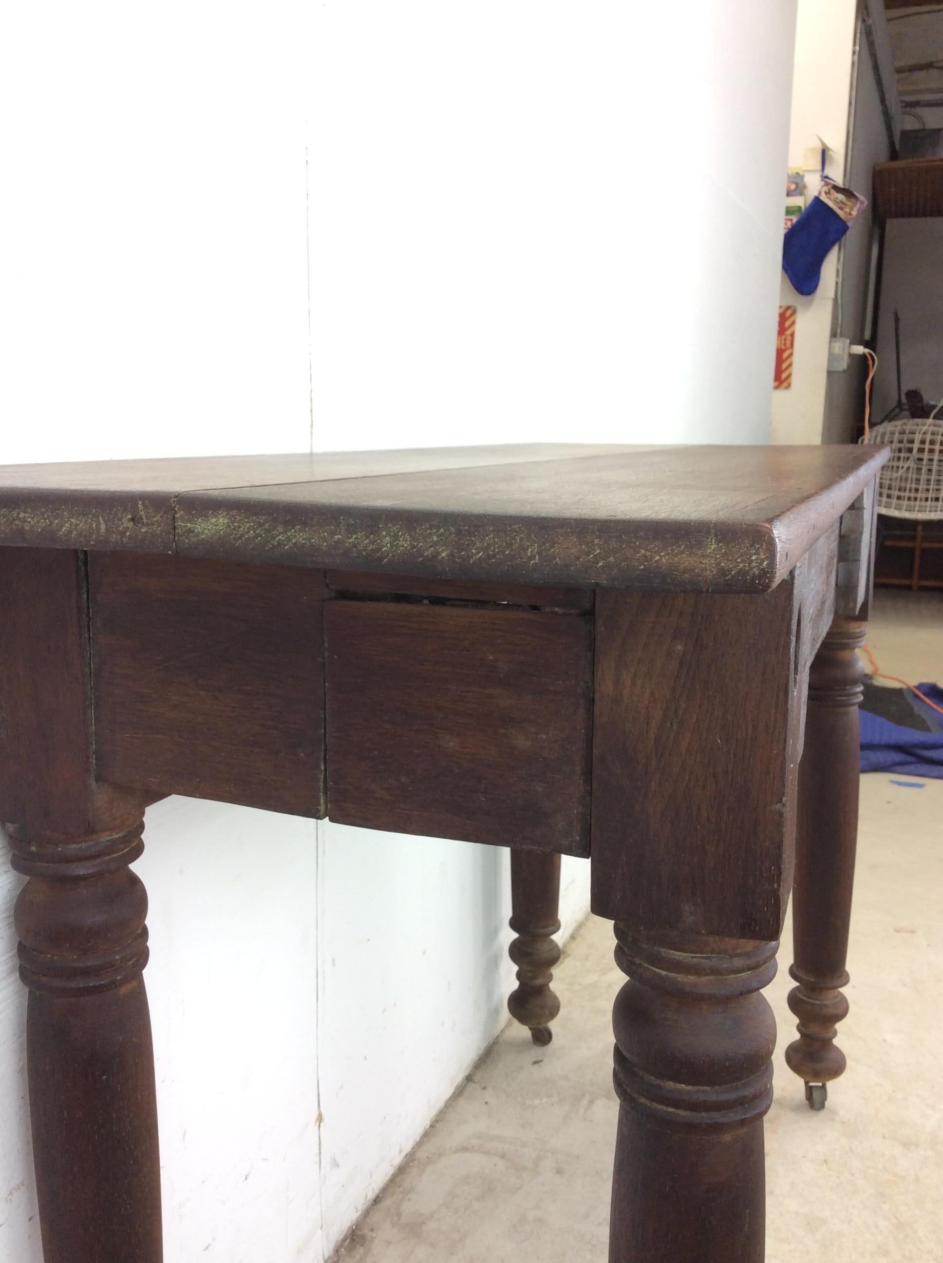 Antique Entryway Sofa Console Table with Solid Wood Top For Sale 10