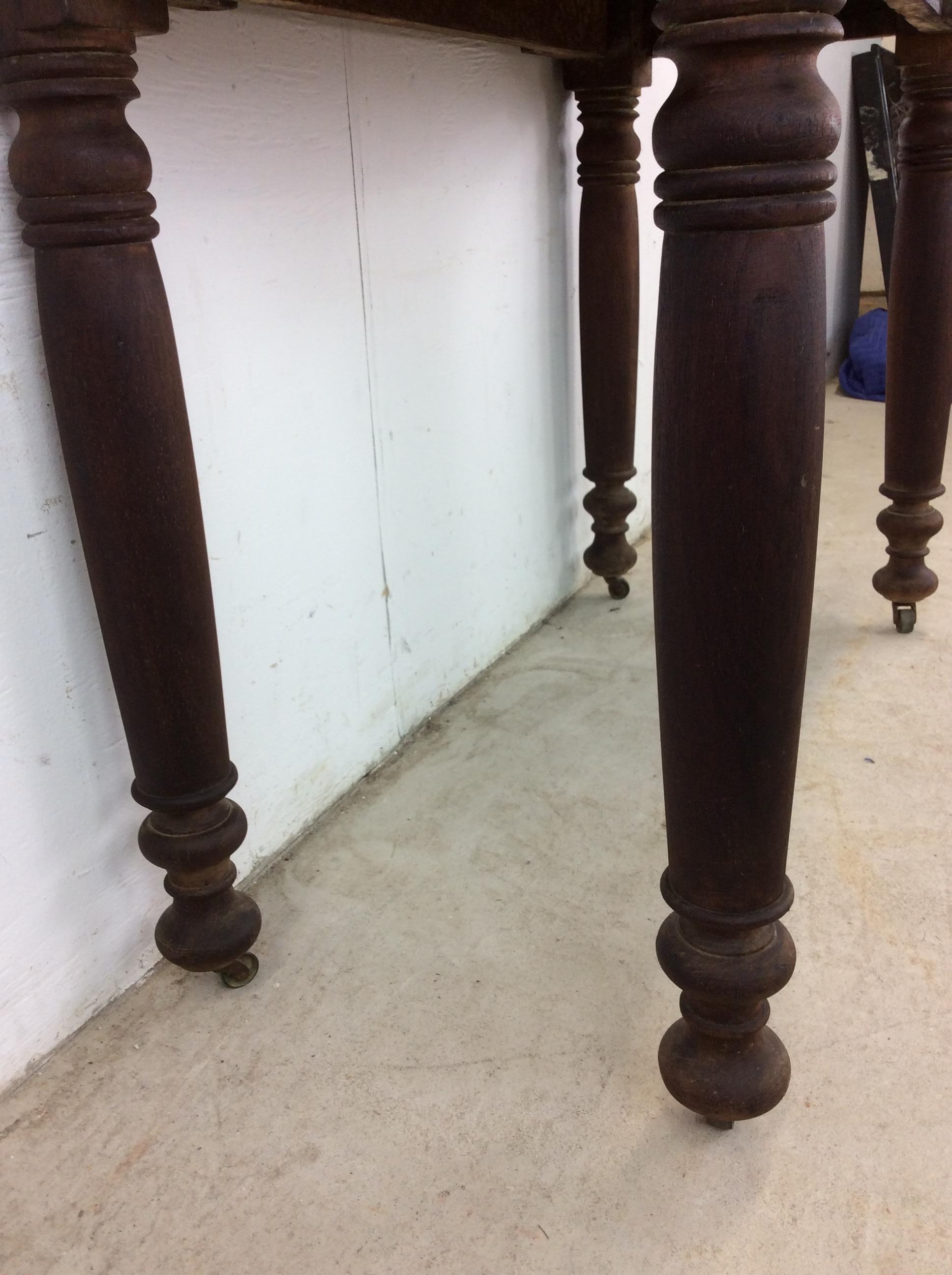 Antique Entryway Sofa Console Table with Solid Wood Top For Sale 11