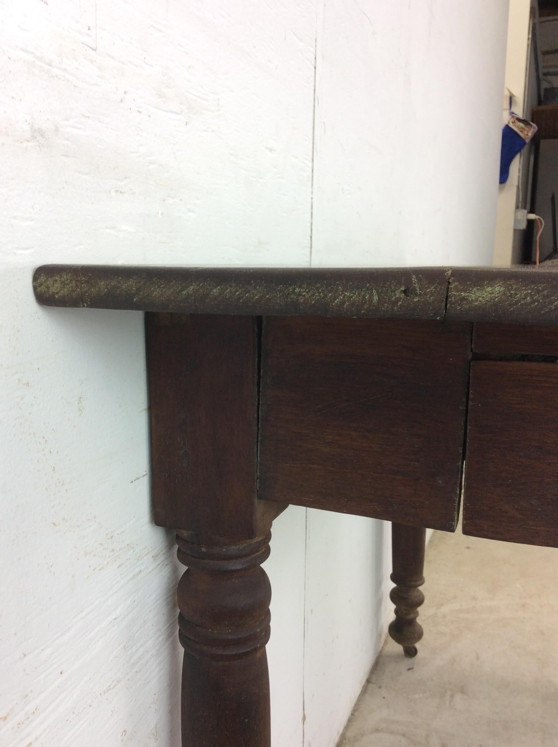 Antique Entryway Sofa Console Table with Solid Wood Top For Sale 12