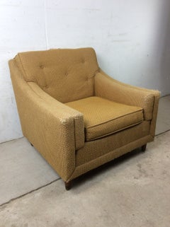 Mid Century Modern Lounge Chair with Vintage Yellow Upholstery