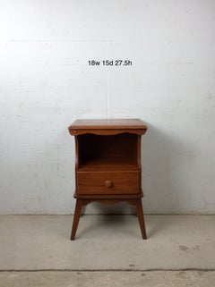 Mid Century Colonial Revival Solid Maple Nightstand with Drawer