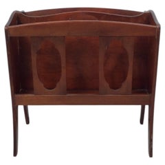 Vintage Magazine Rack with Handle & Tall Tapered Legs