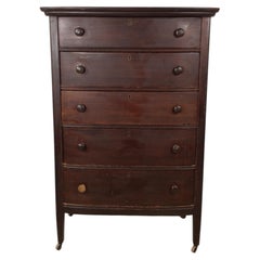 Antique Depression Era Five Drawer Chest with Turned wood Pulls