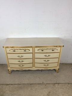 Mid Century French Provincial Style Lowboy Dresser with Six Drawers