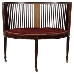 Antique Edwardian Settee with Inlaid Mahogany