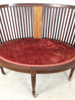 Antique Edwardian Settee with Inlaid Mahogany
