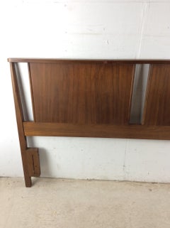 Mid Century Modern Walnut Full Size Headboard with Turned wood Frame