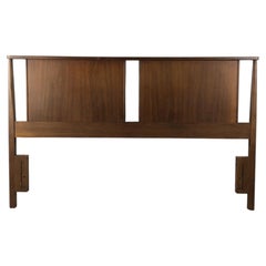 Mid Century Modern Walnut Full Size Headboard with Turned wood Frame