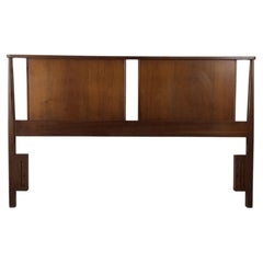 Mid Century Modern Full Size Headboard with Turned Wood Frame