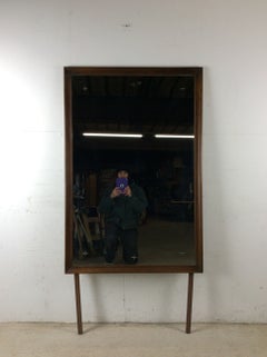 Mid Century Mountable Mirror with Walnut Frame
