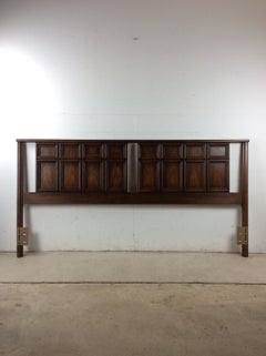 Mid Century Modern King Headboard with Beveled Square Design
