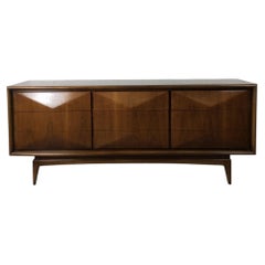 Mid Century Modern Lowboy Dresser with Unique Diamond Front by United Furniture