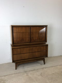 Mid Century Modern Highboy Dresser with Diamond Fronts by United Furniture Co.