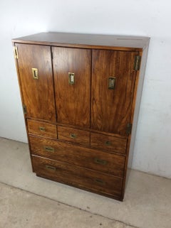 Vintage Campaign Style Armoire with 5 Drawers by Stanley Furniture
