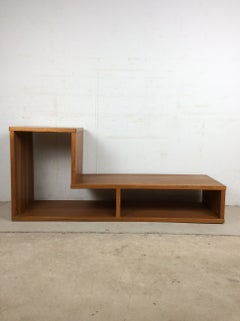 Danish Modern Teak Media Storage Stand with Step Design