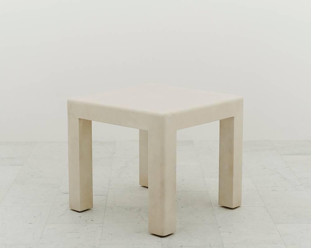Karl Springer, Pair of Parsons Goatskin Side Tables, USA, circa 1980s In Excellent Condition In New York, NY