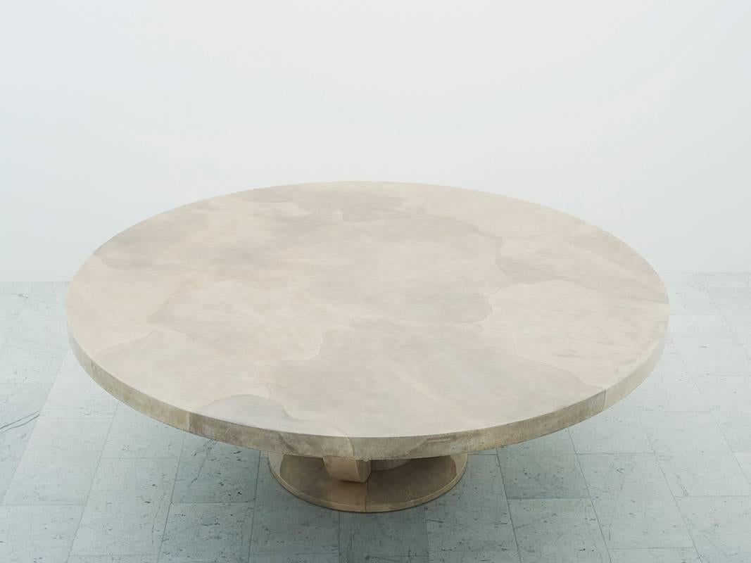 Karl Springer, Art Deco Goatskin Dining Table, USA, circa 1980s In Excellent Condition In New York, NY