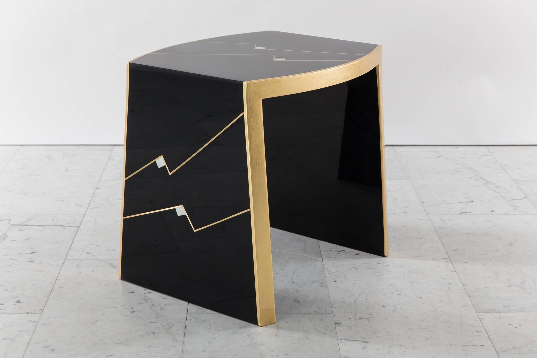 Ron Seff, Pair of “Ritz” Gilt and Lacquer Side Tables, USA, circa 1980 1