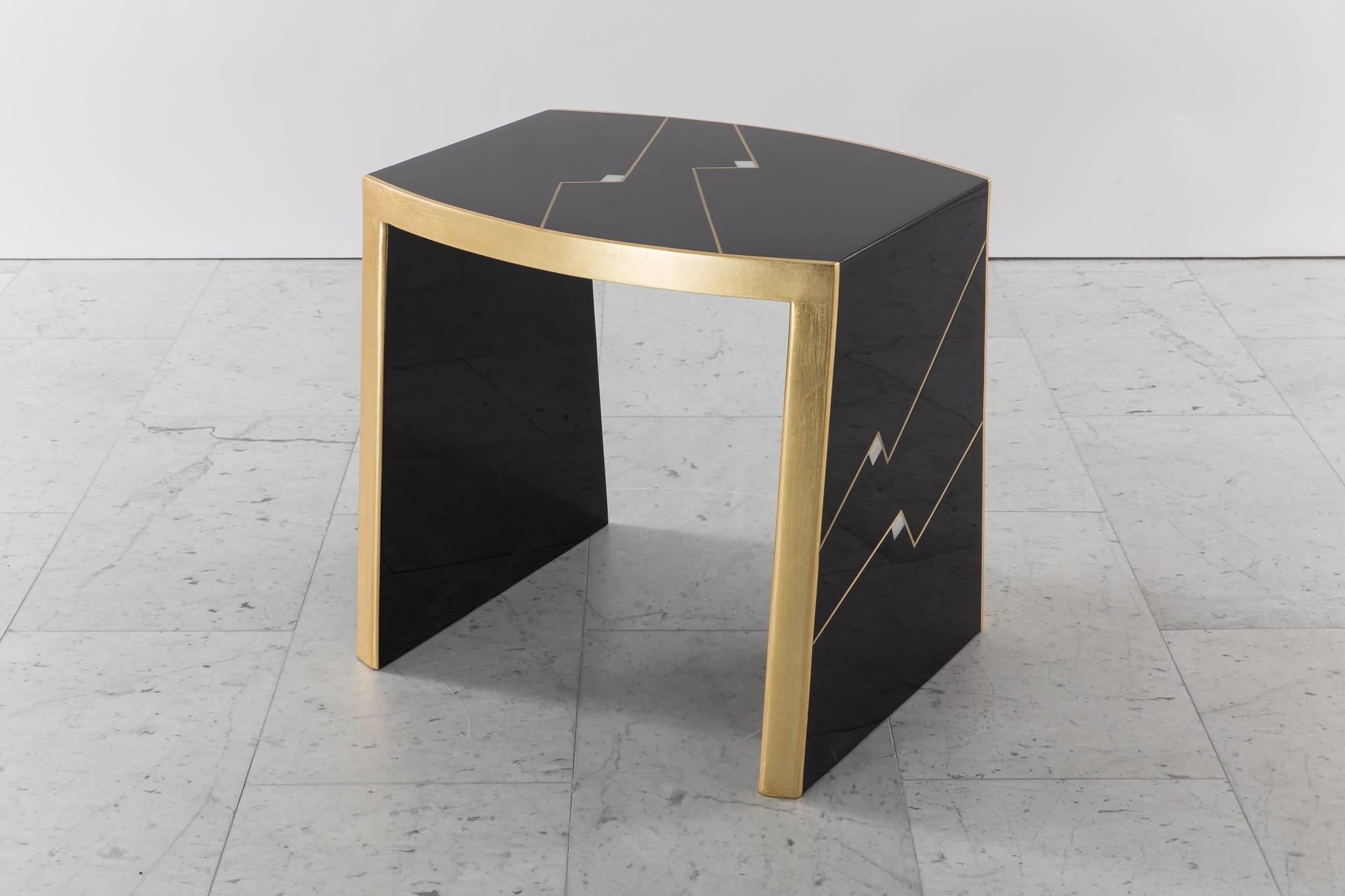 Ron Seff, Pair of “Ritz” Gilt and Lacquer Side Tables, USA, circa 1980 3