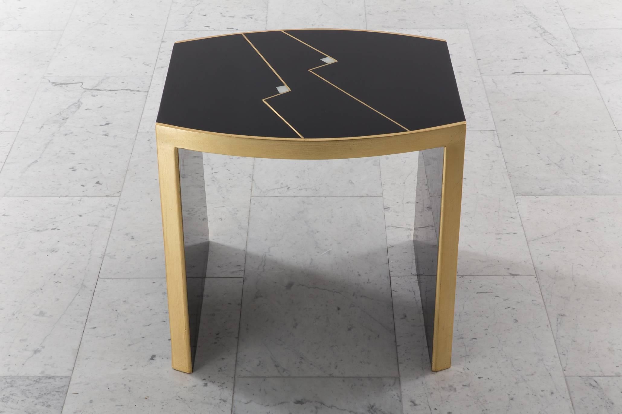 Ron Seff, Pair of “Ritz” Gilt and Lacquer Side Tables, USA, circa 1980 4