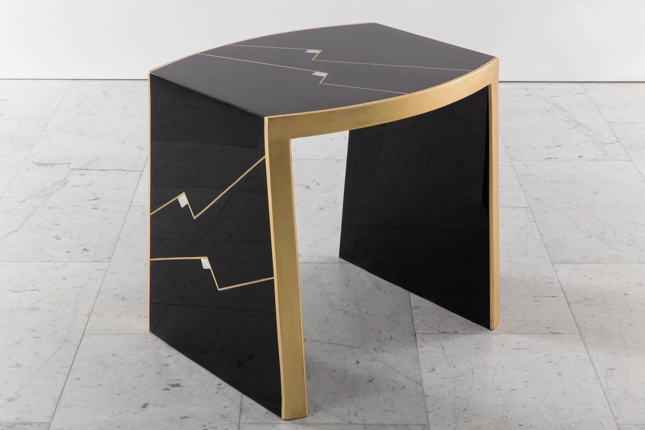 Ron Seff, Pair of “Ritz” Gilt and Lacquer Side Tables, USA, circa 1980 5
