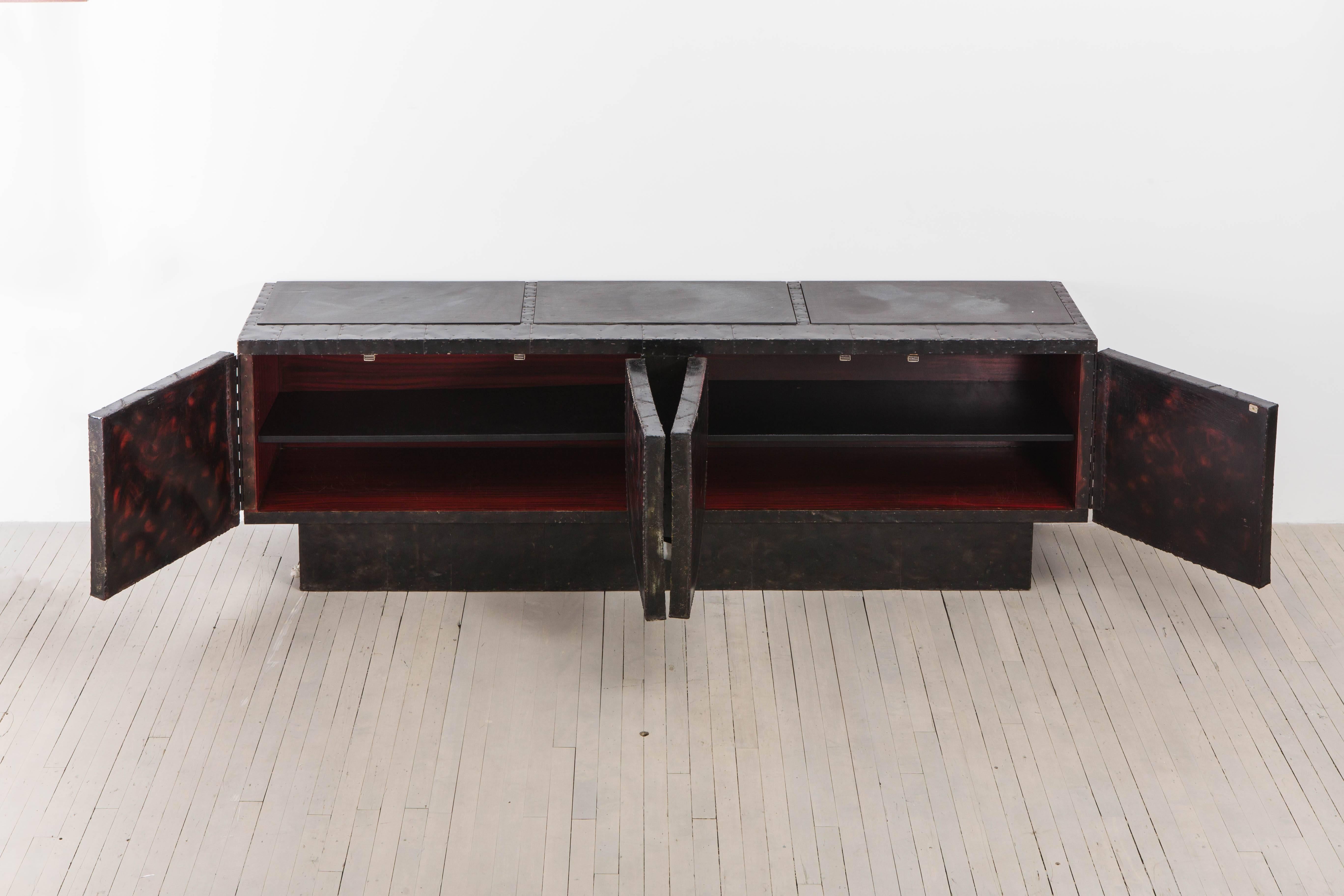 Paul Evans, Welded Steel Deep Relief Console, USA, circa 1970 In Excellent Condition In New York, NY