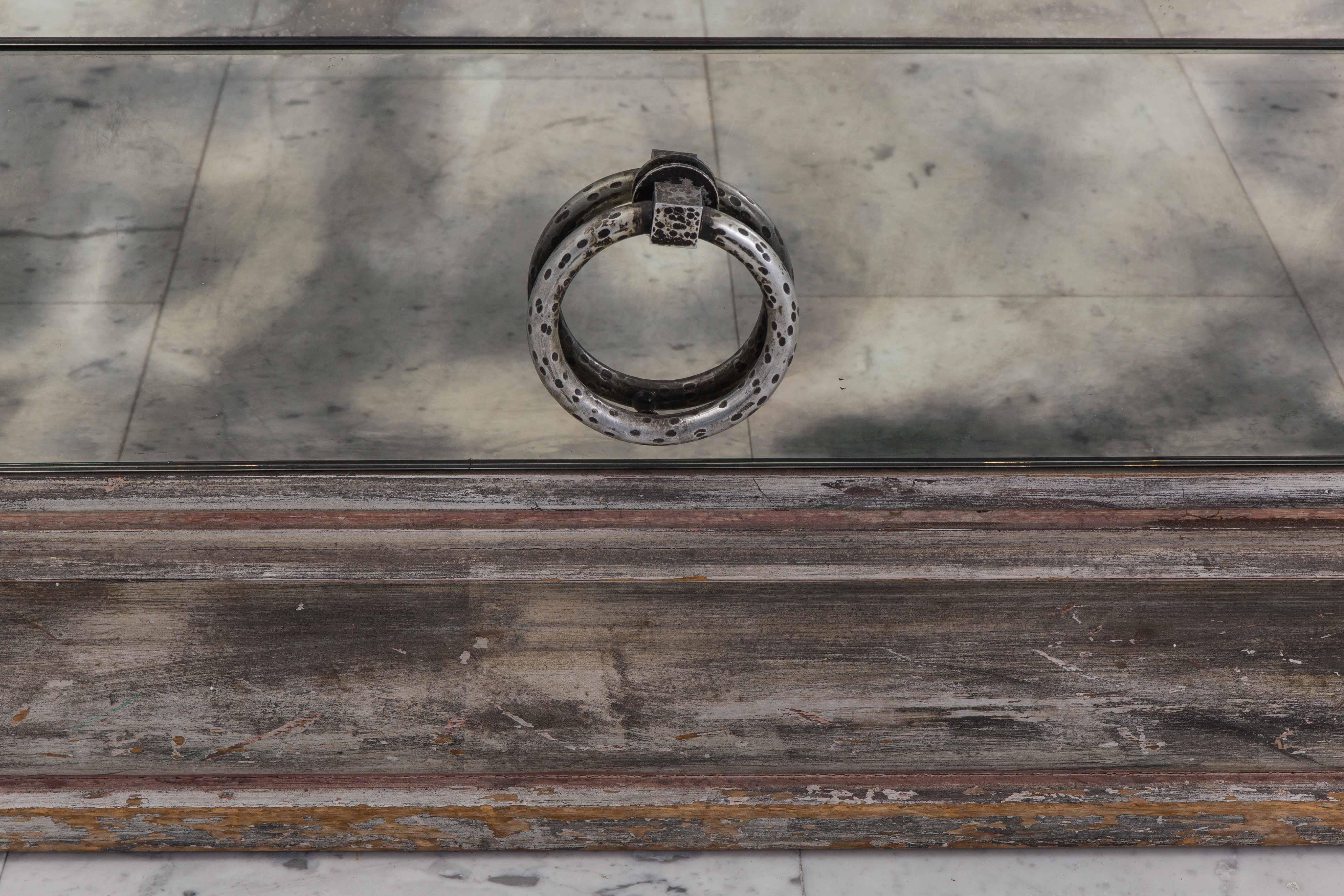 Mid-20th Century James Mont Smoked Mirror and Silver Leafed Breakfront Sideboard, USA circa 1950s