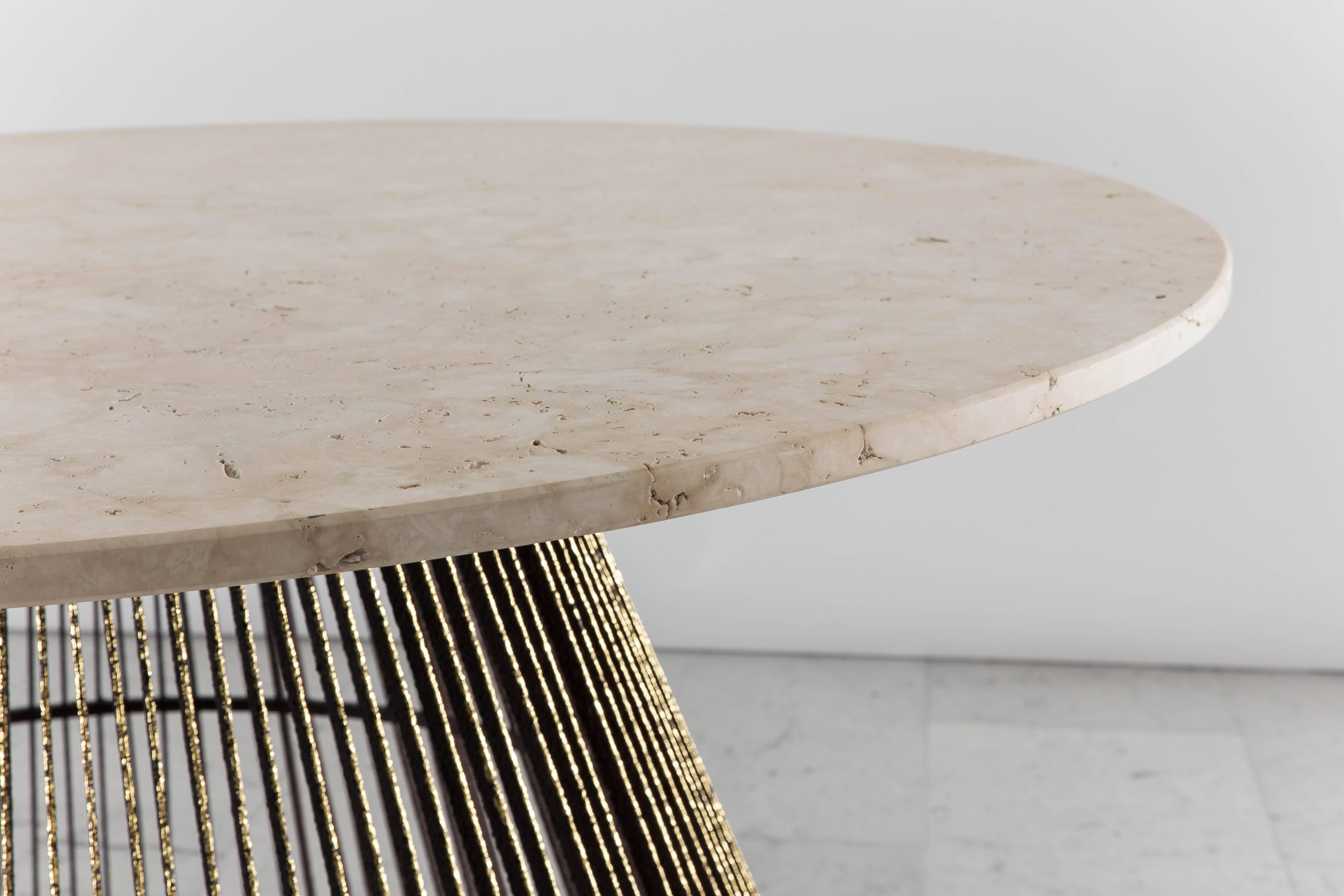 Paul Evans, Studio Gilt Steel and Stone Low Table, USA, circa 1960 6