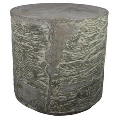 Contemporary, Textured Round Concrete Coffee Table with Mottled Top, 'Whorl'