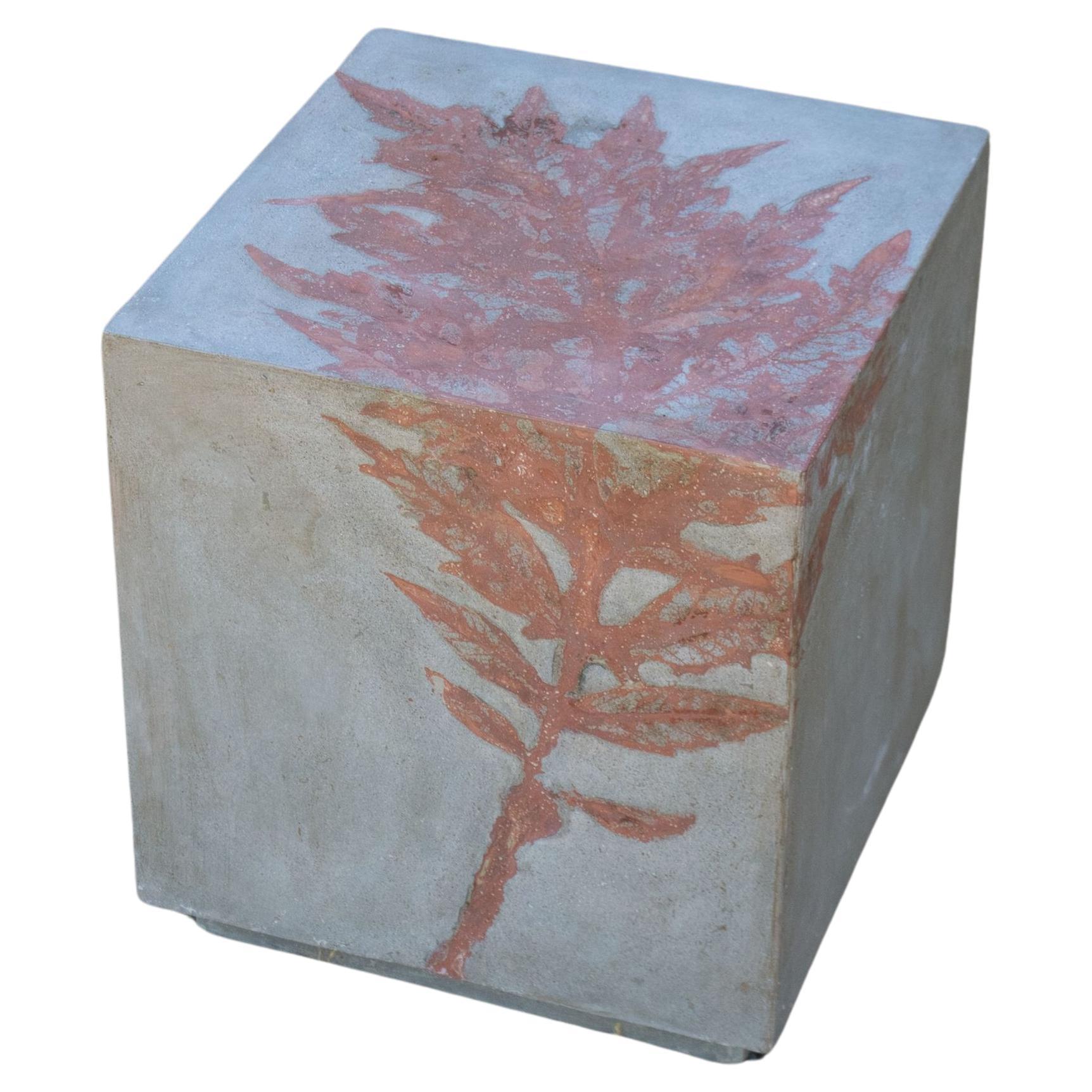 Custom Square End & Side Tables with Leaf Impressions For Sale