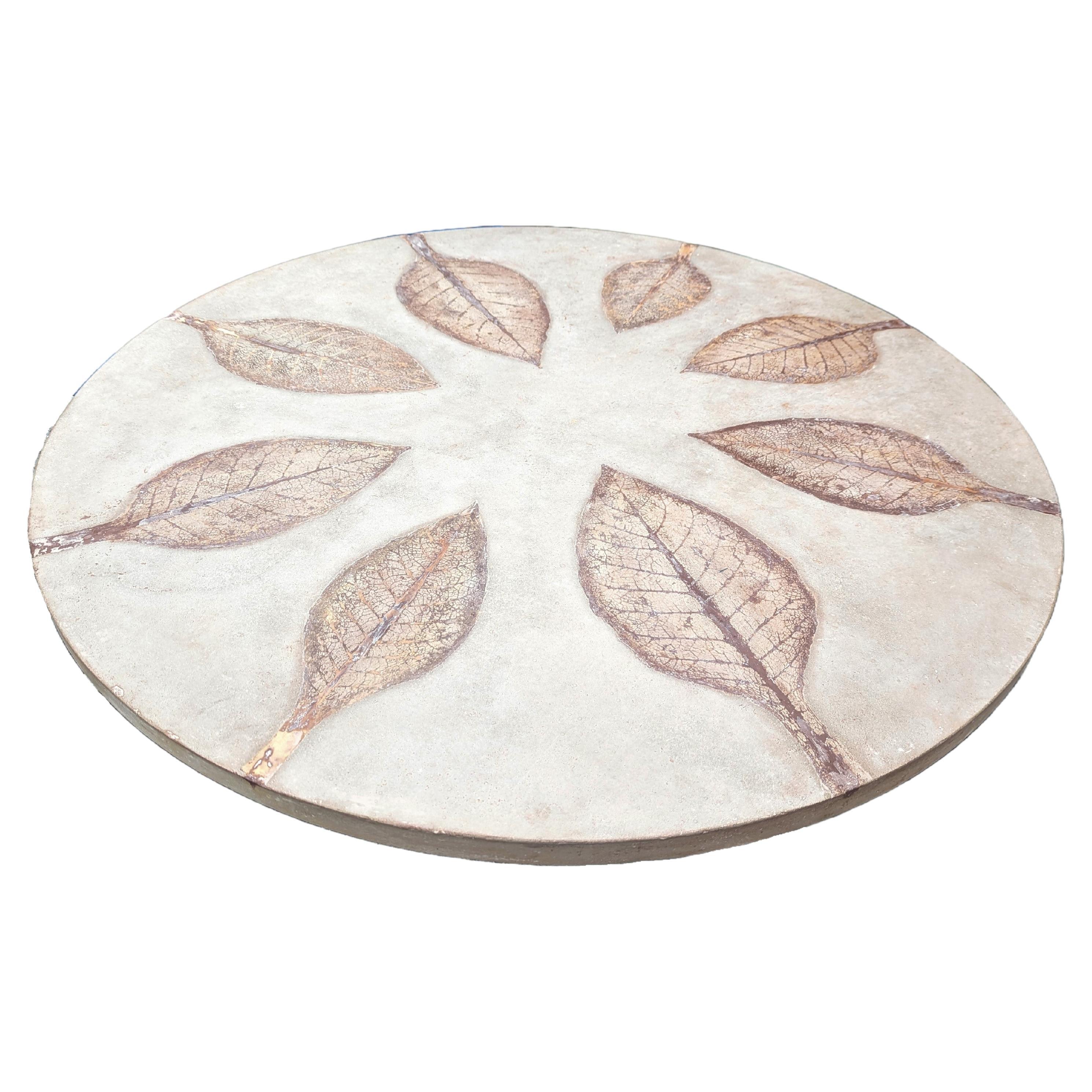 Plateaux de table à manger ou de table basse en béton personnalisables avec motifs botaniques