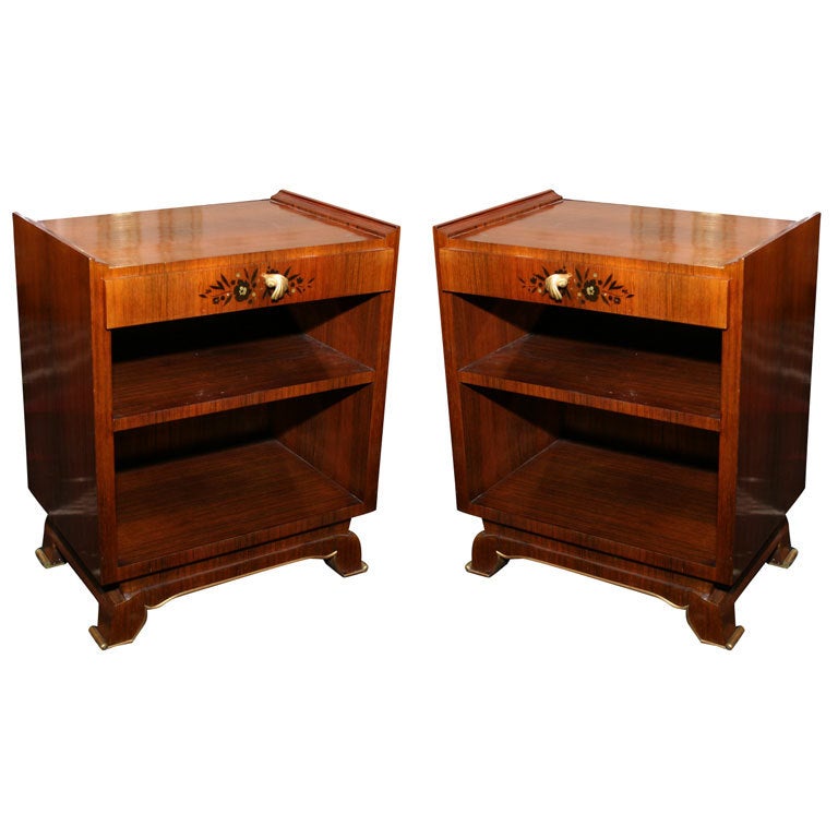 Jules Leleu Pair of French Art Deco Side Tables For Sale
