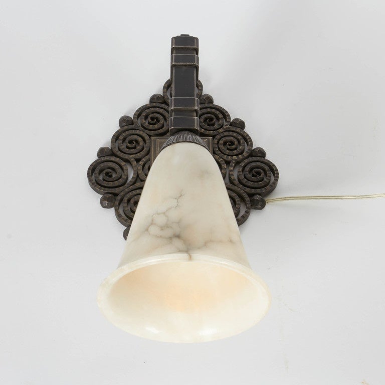 French Pair of Edgar Brandt Wall Sconces For Sale