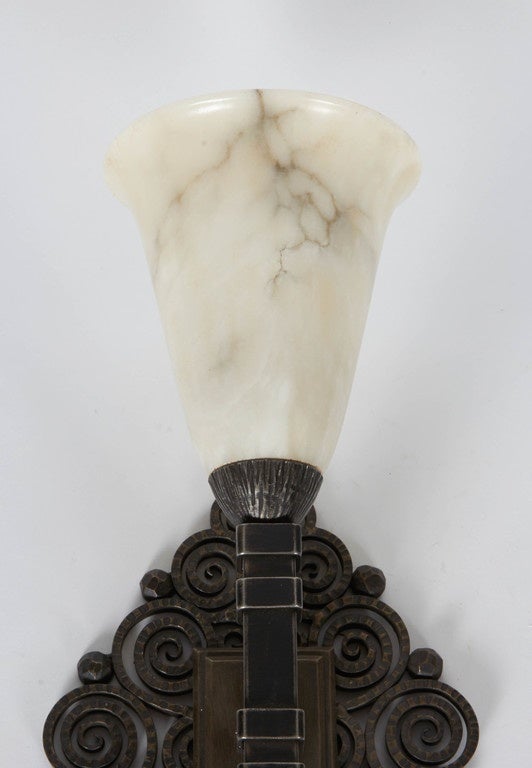 Pair of Edgar Brandt Wall Sconces In Excellent Condition For Sale In Bridgewater, CT