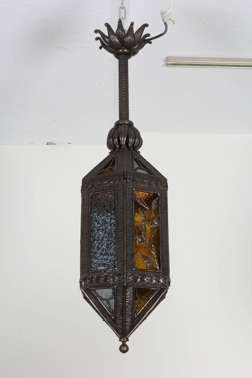 French Kiss Wrought Iron Lantern For Sale