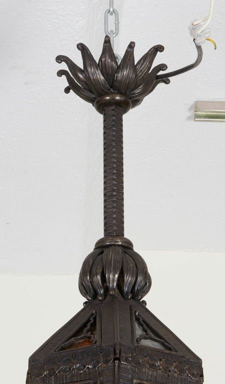 Hammered Kiss Wrought Iron Lantern For Sale