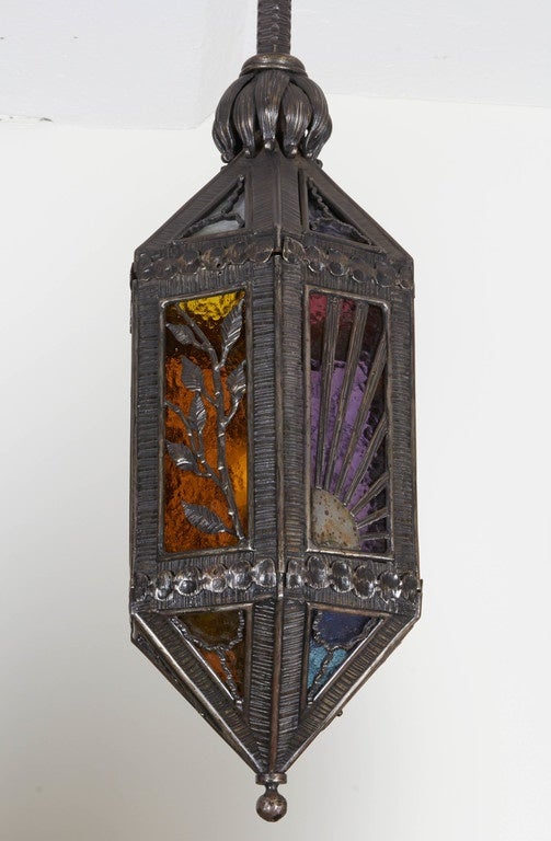 Early 20th Century Kiss Wrought Iron Lantern For Sale